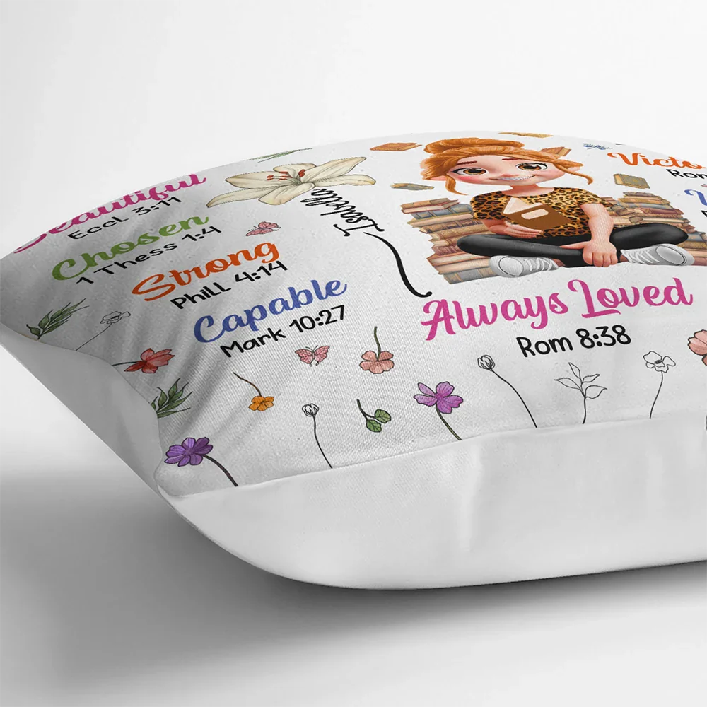 Birth Flower Bible Verse God Says I Am - Personalized Pillow - Image 3