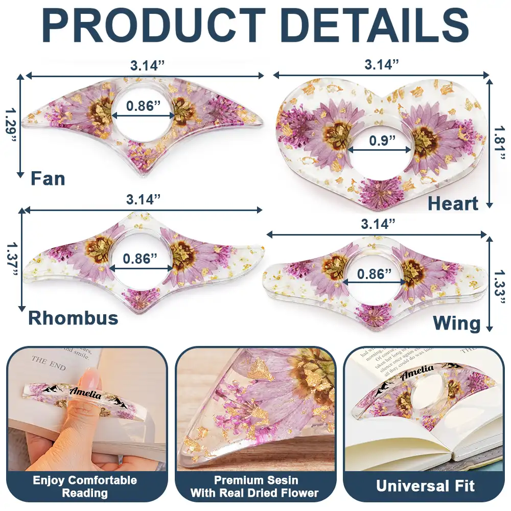 Birth Flower Book Lover - Personalized Resin Flower Page Holder - Image 6