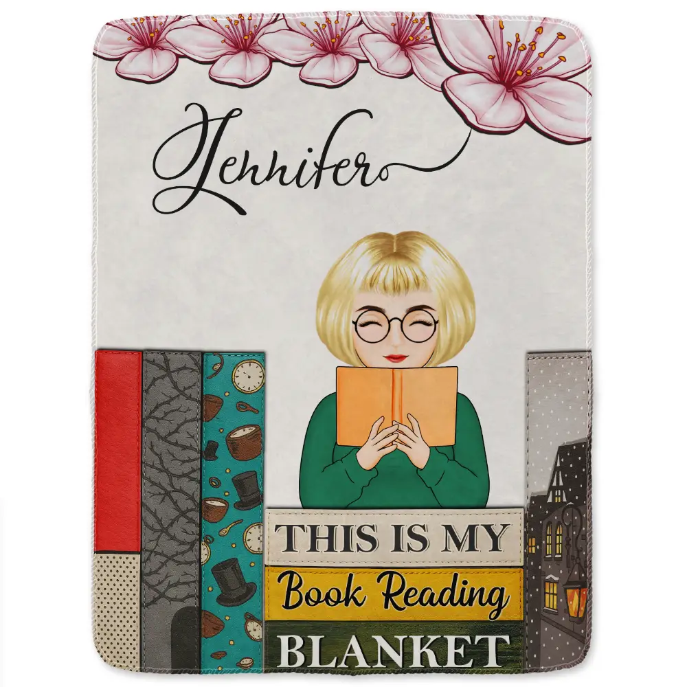 Birth Flower Book Reading Blanket - Personalized Fleece Blanket, Sherpa Blanket - Image 2