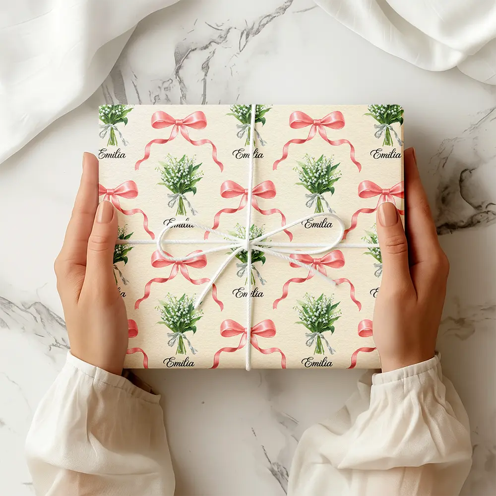 Birth Flower Bouquet Custom Name - Personalized Wrapping Paper - Image 2