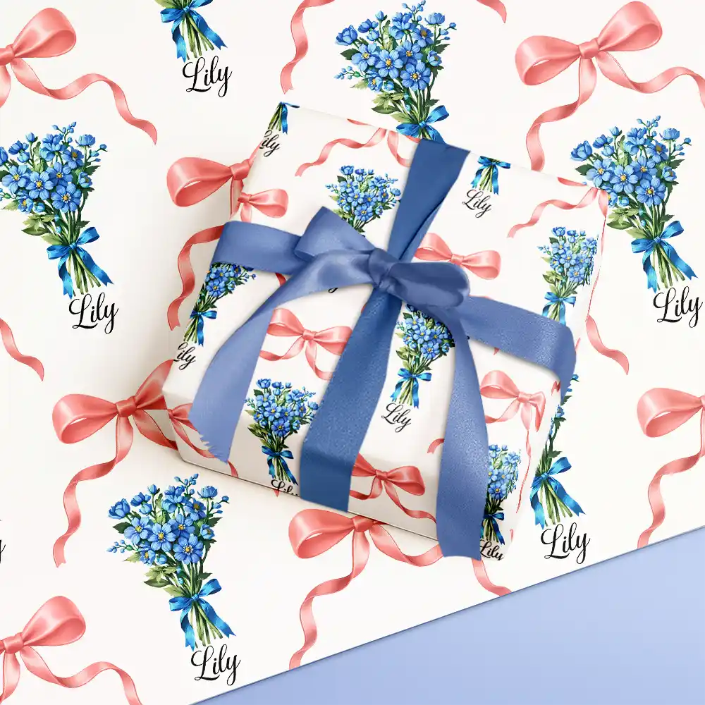 Birth Flower Bouquet Custom Name - Personalized Wrapping Paper - Image 4