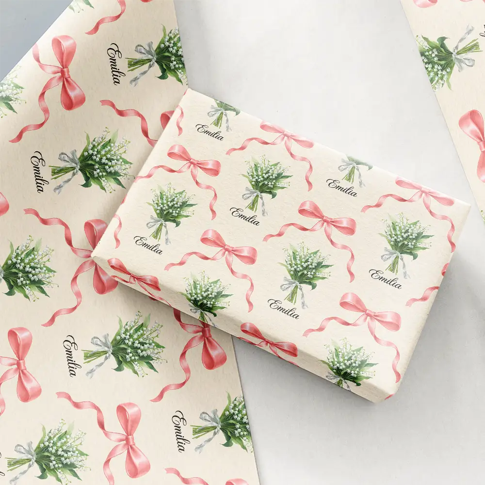 Birth Flower Bouquet Custom Name - Personalized Wrapping Paper - Image 6