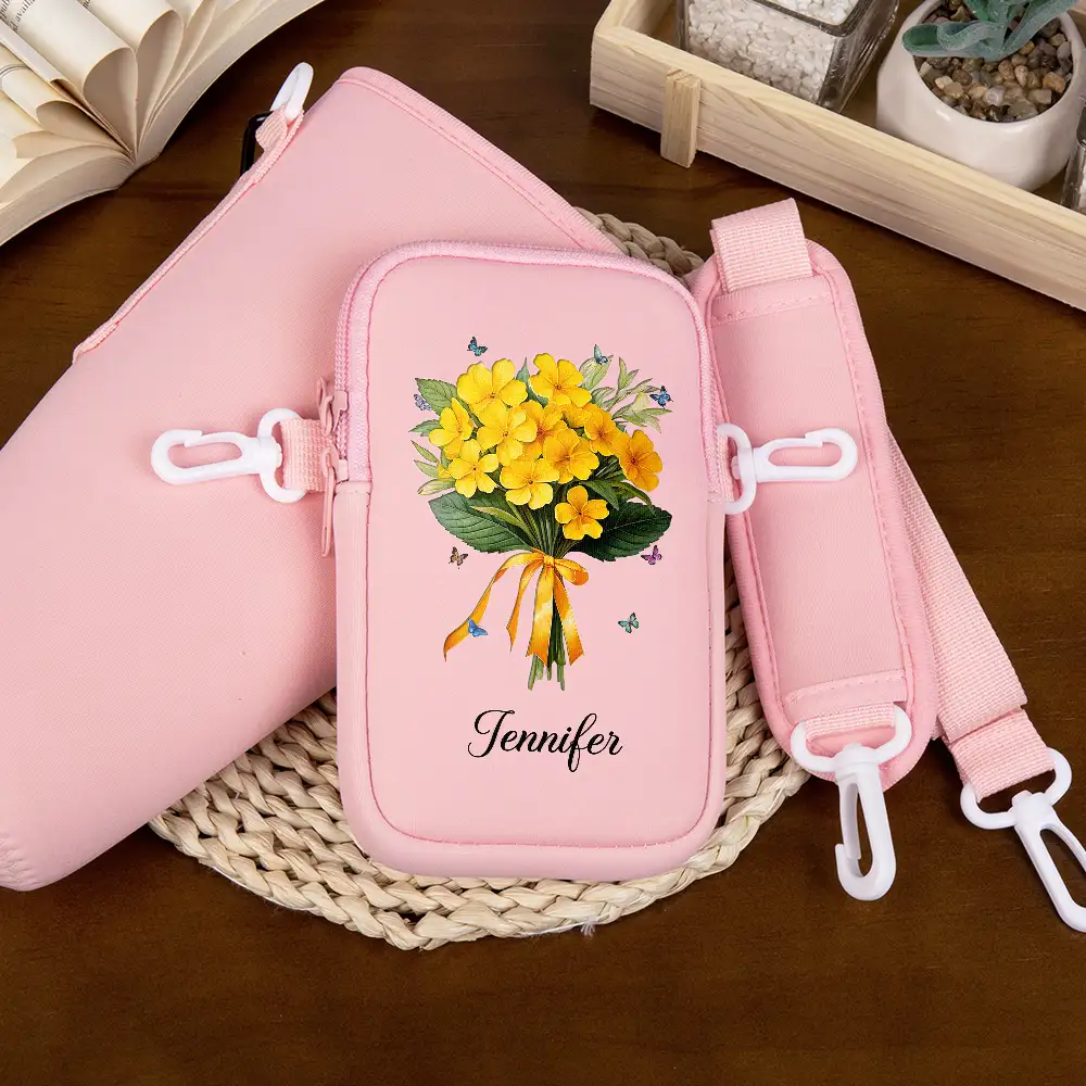 Birth Flower Bouquet - Personalized Bottle Carrier Bag - Image 4