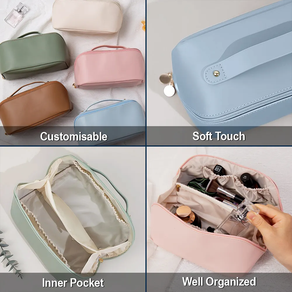 Birth Flower Bouquet - Personalized Leather Makeup Bag - Image 6