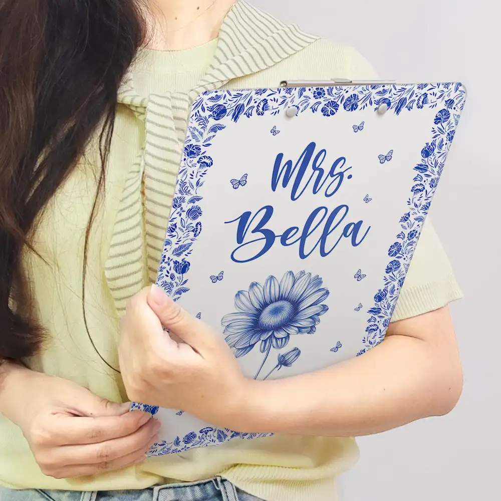 Birth Flower Chinoiserie Toile Art - Personalized Acrylic Clipboard - Image 4