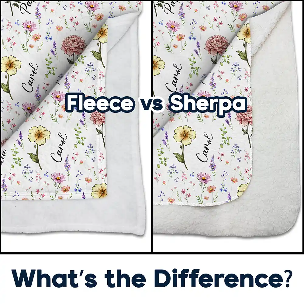 Birth Flower Custom Name Bestie - Personalized Fleece Blanket, Sherpa Blanket - Image 4