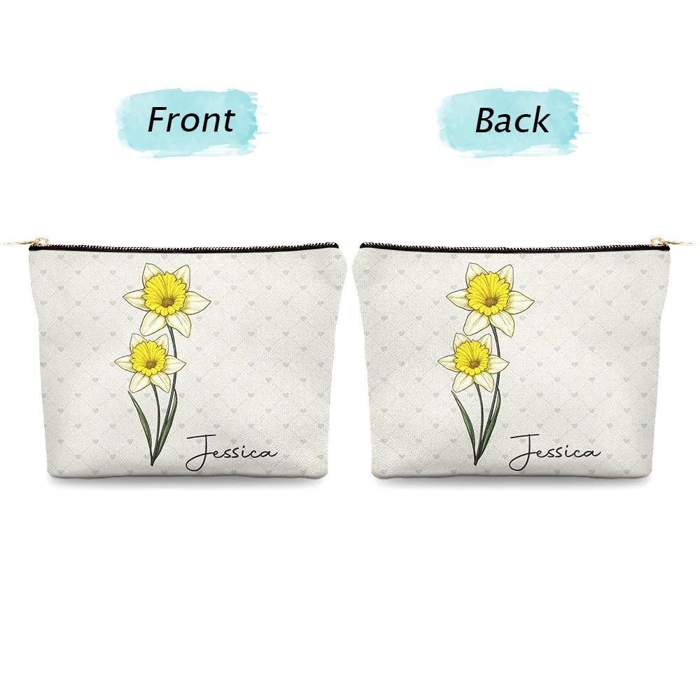 Birth Flower For Women - Personalized Cosmetic Bag - Image 4
