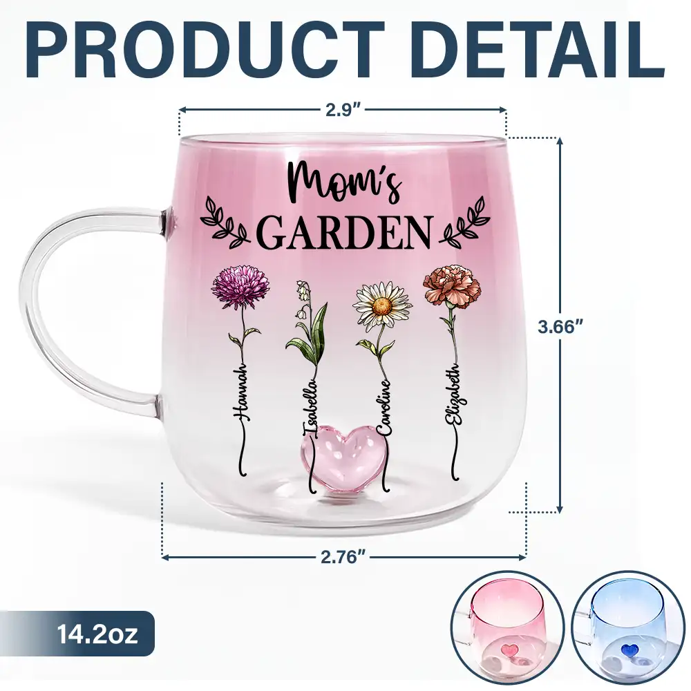 Birth Flower Grandma's Garden - Personalized Gradient Glass Mug - Image 5