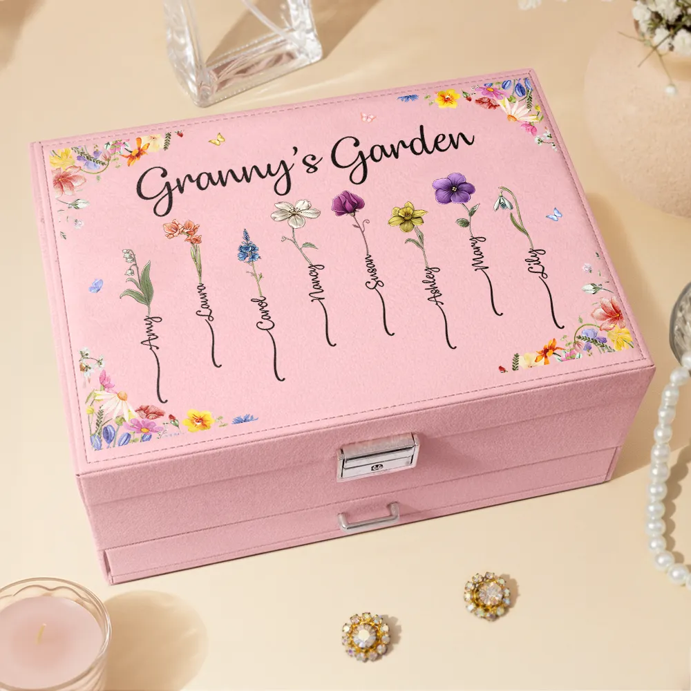 Birth Flower Grandma's Garden - Personalized Jewelry Storage Box - Image 4