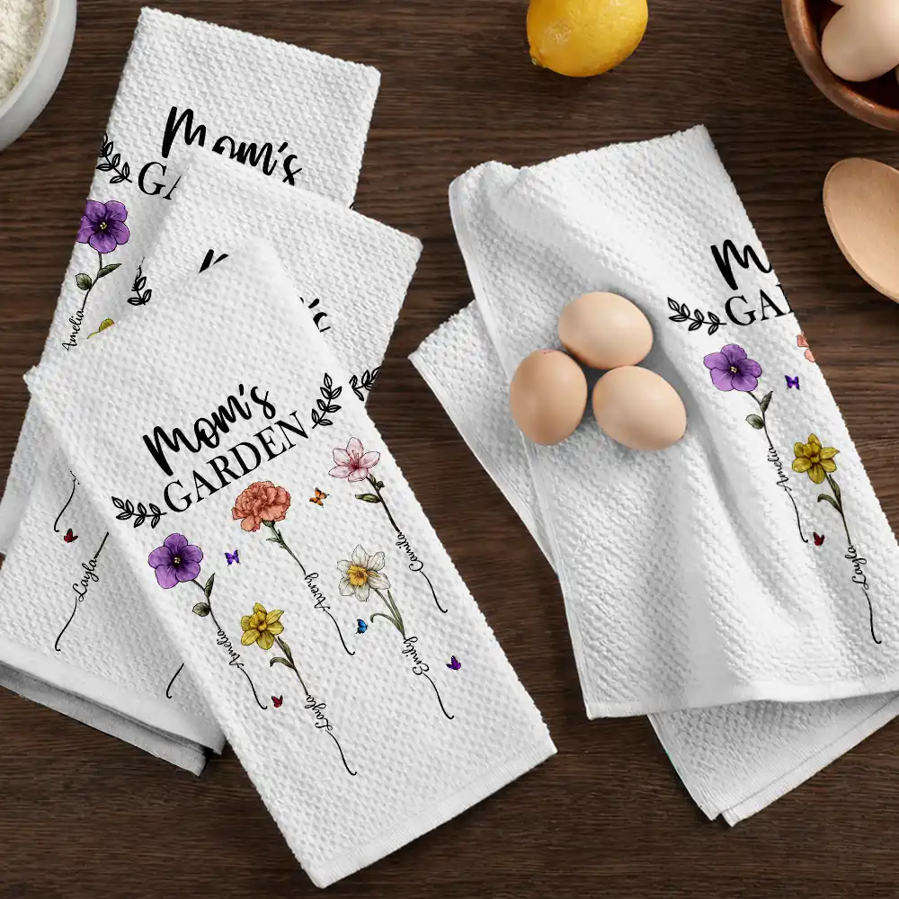 Birth Flower Grandma's Garden - Personalized Kitchen Towel - Image 6