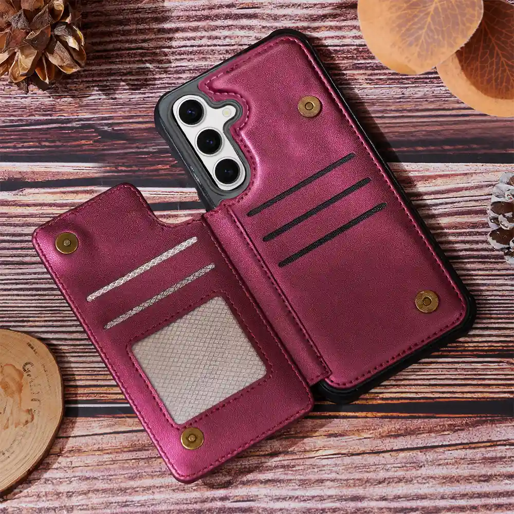 Birth Flower Grandma's Garden - Personalized Leather Flip Wallet Phone Case - Image 7