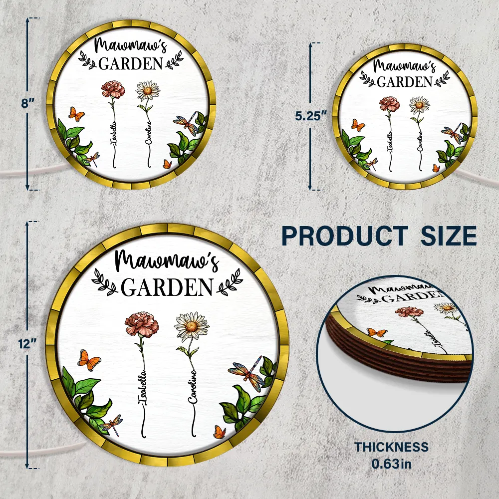 Birth Flower Grandma's Garden - Personalized LED Light Wooden Plaque - Image 4