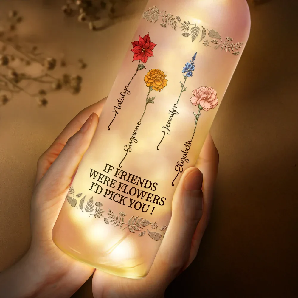 Birth Flower Grow An Old Friend Bestie - Personalized Bottle Light - Image 3