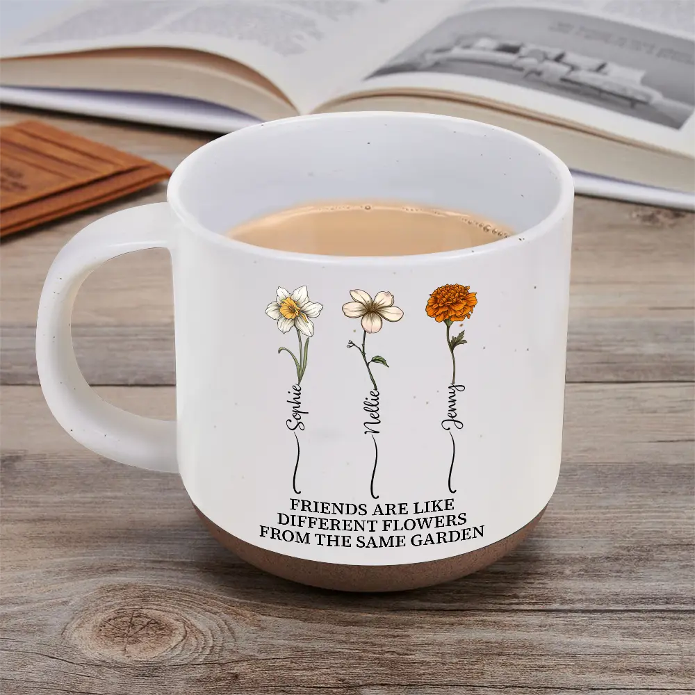Birth Flower Grow An Old Friend Bestie - Personalized Pottery Mug - Image 5