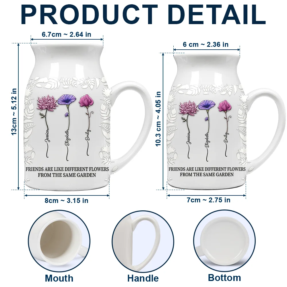 Birth Flower Grow An Old Friend - Personalized Ceramic Flower Vase - Image 4