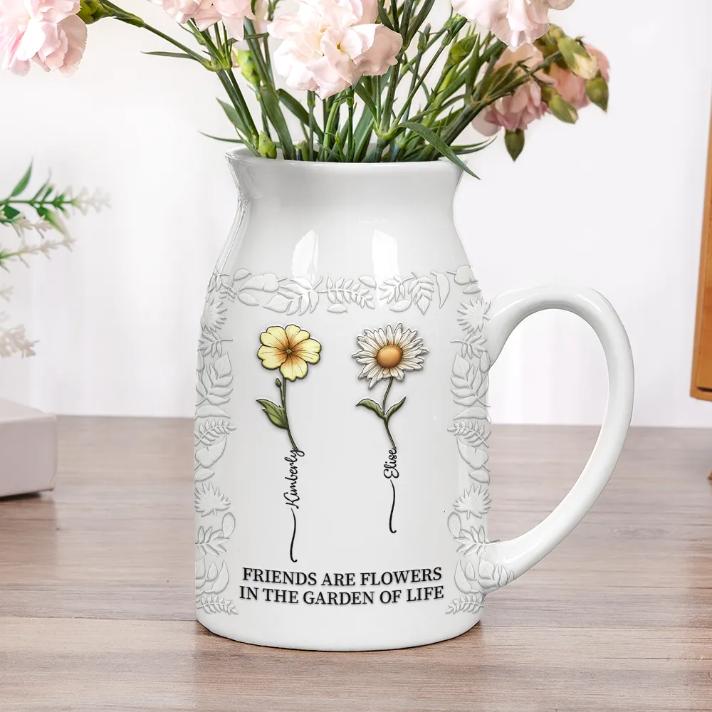 Birth Flower Grow An Old Friend - Personalized Ceramic Flower Vase - Image 5