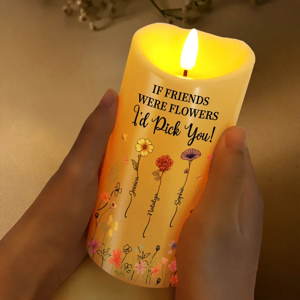 Birth Flower Grow An Old Friend - Personalized Flameless LED Candle - Image 3