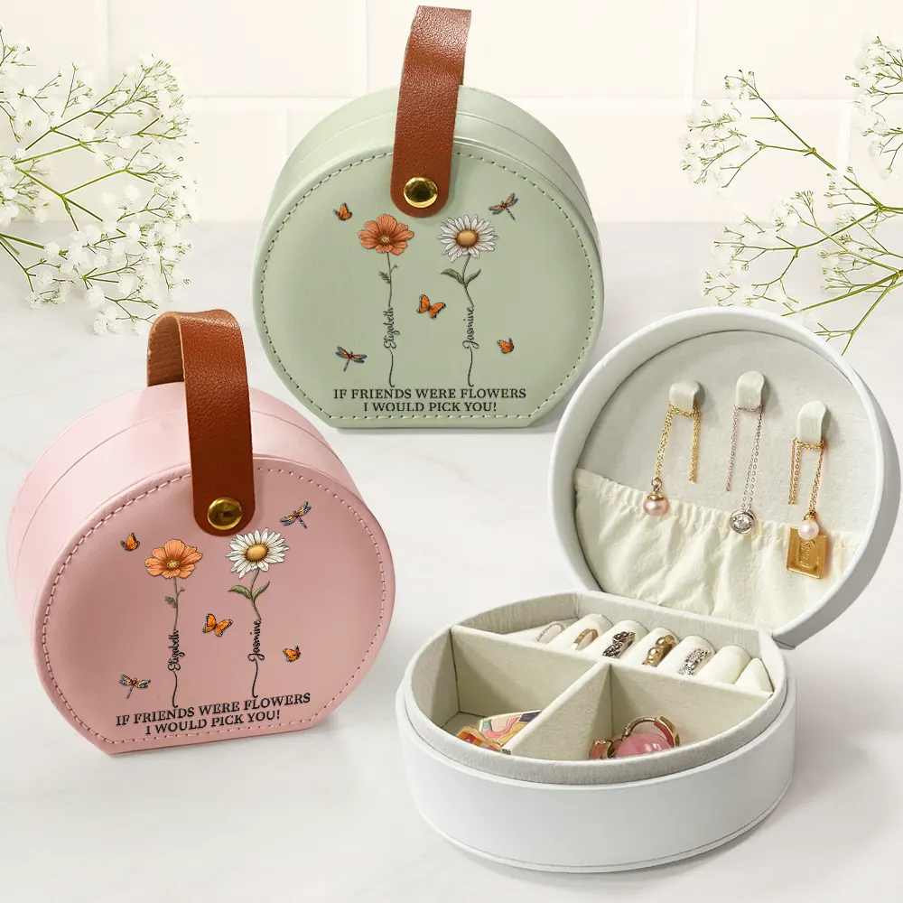 Birth Flower Grow An Old Friend - Personalized Jewelry Box With Handle - Image 2