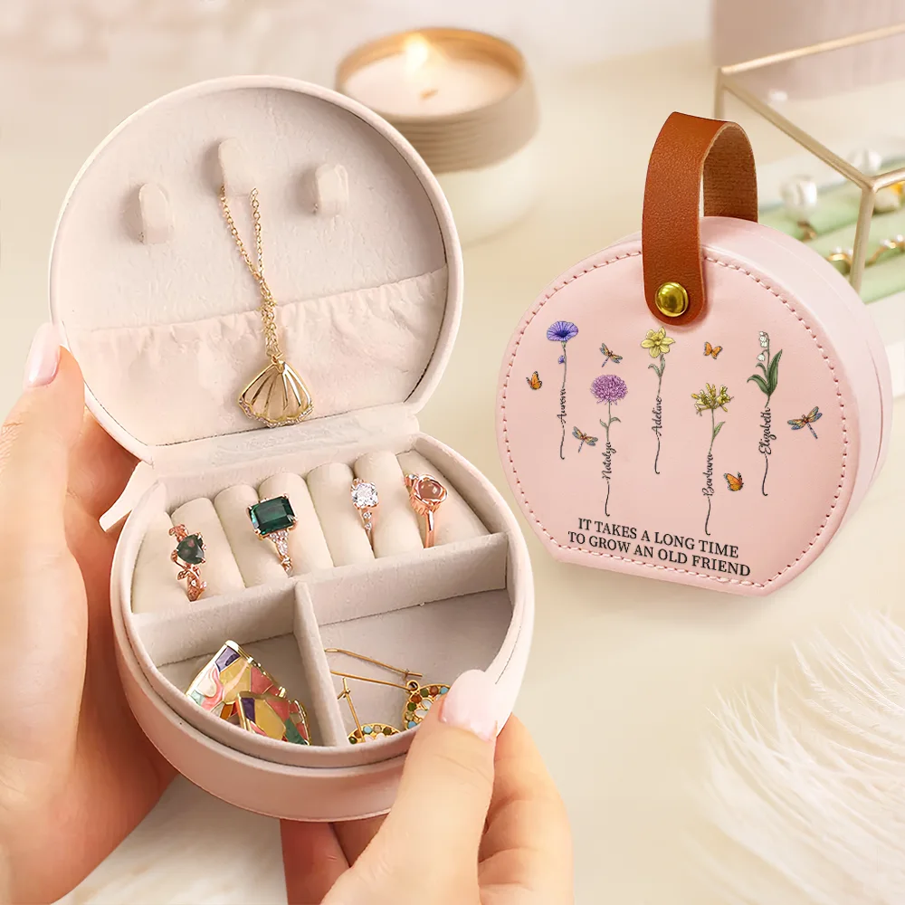 Birth Flower Grow An Old Friend - Personalized Jewelry Box With Handle - Image 3