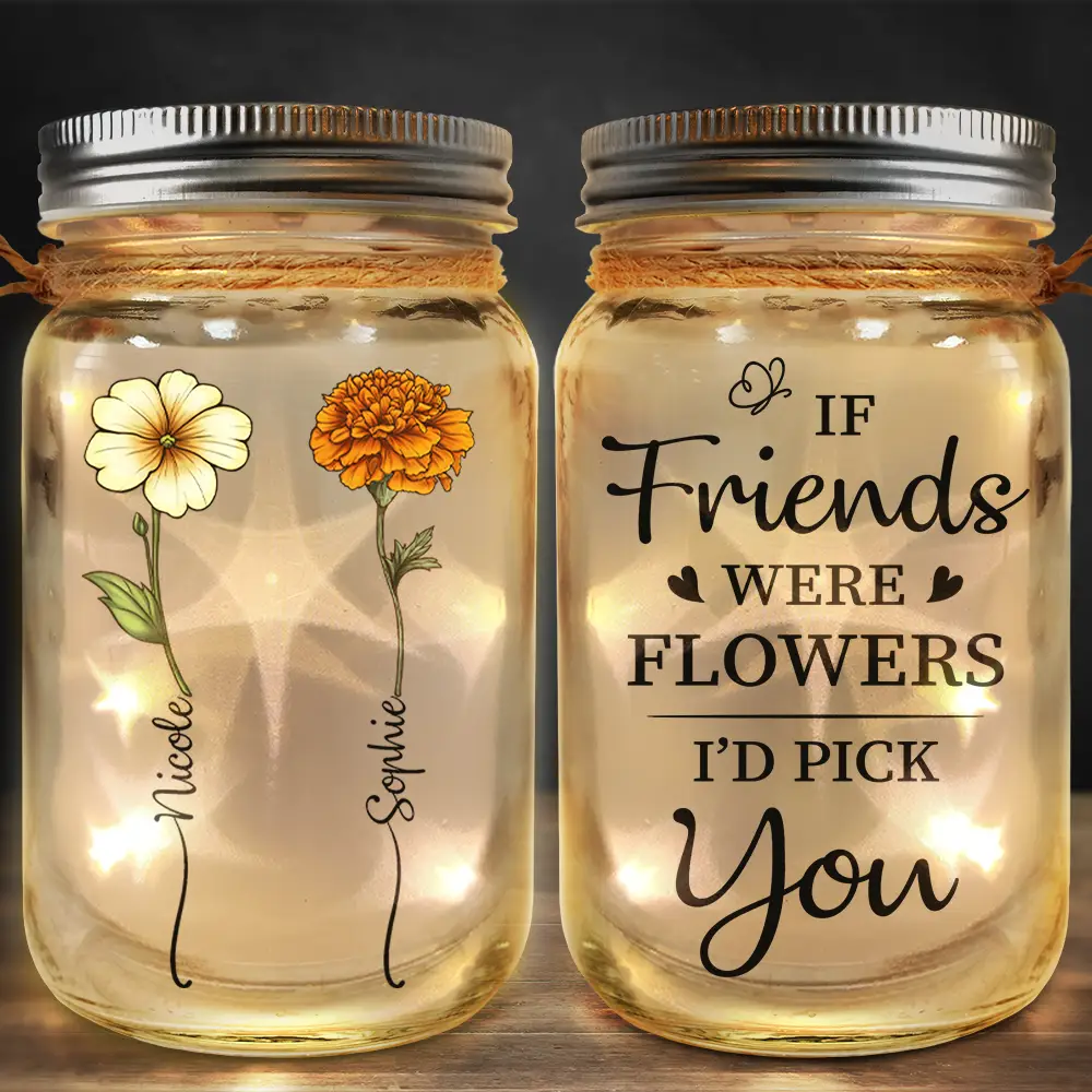 Birth Flower Grow An Old Friend - Personalized Mason Jar Light - Image 2