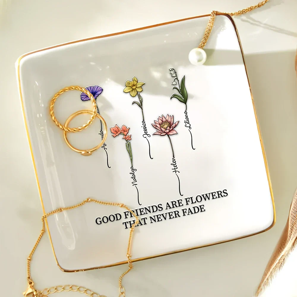 Birth Flower Grow An Old Friend - Personalized Ring Dish - Image 4