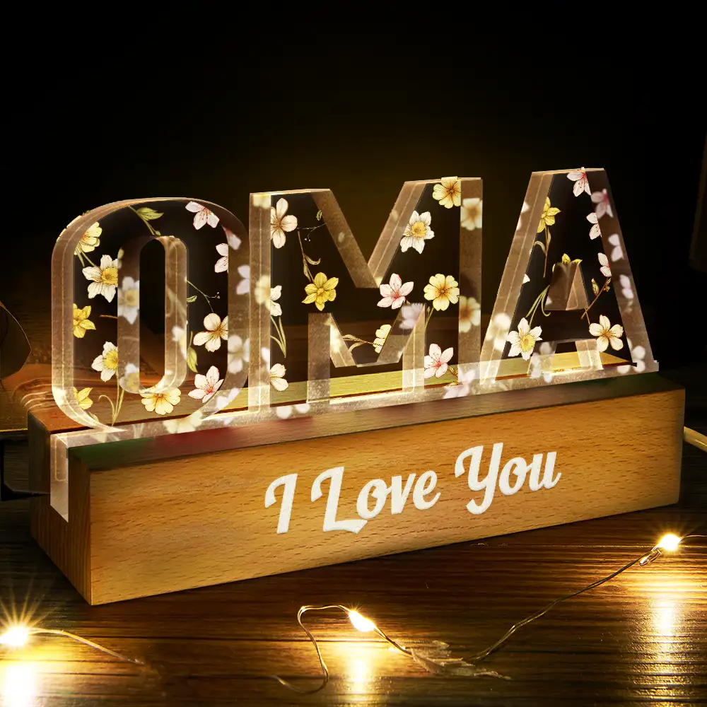 Birth Flower Mommy We Love You - Personalized Custom Shaped LED Light - Image 3