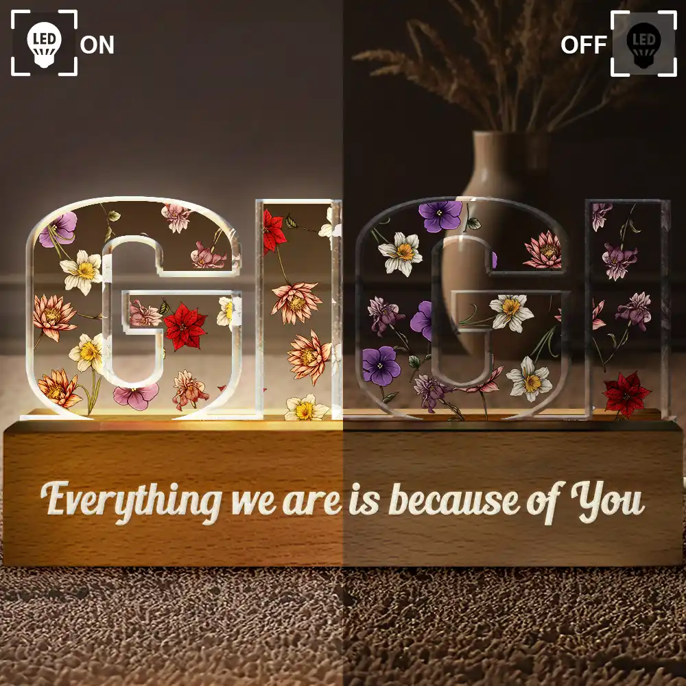 Birth Flower Mommy We Love You - Personalized Custom Shaped LED Light - Image 5