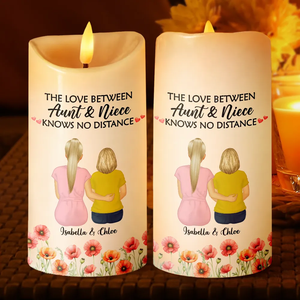 Birth Flower Mother & Daughter Forever Linked - Personalized Flameless LED Candle - Image 2