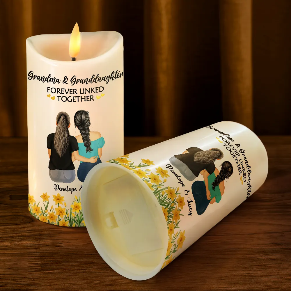Birth Flower Mother & Daughter Forever Linked - Personalized Flameless LED Candle - Image 4
