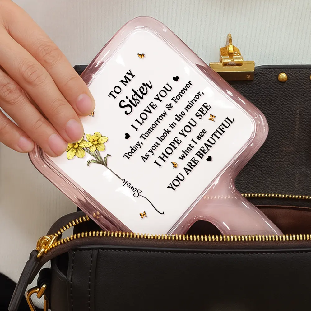 Birth Flower My Daughter You Are Beautiful - Personalized Handheld Mirror - Image 4