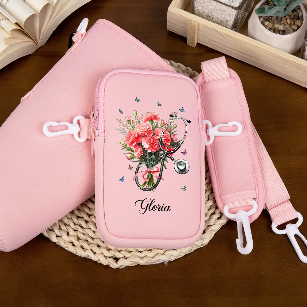 Birth Flower Stethoscope - Personalized Bottle Carrier Bag - Image 4
