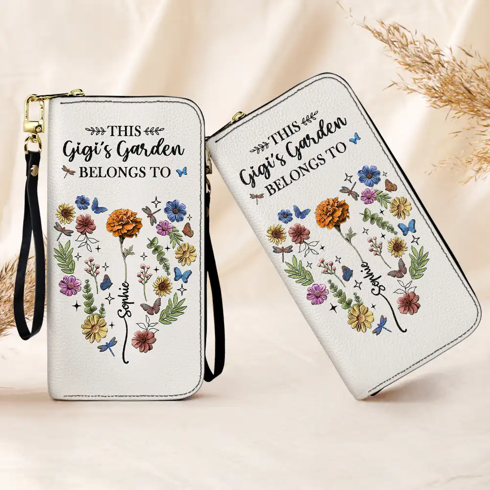 Birth Flower This Grandma's Mom's Garden Belongs - Personalized Leather Long Wallet - Image 4