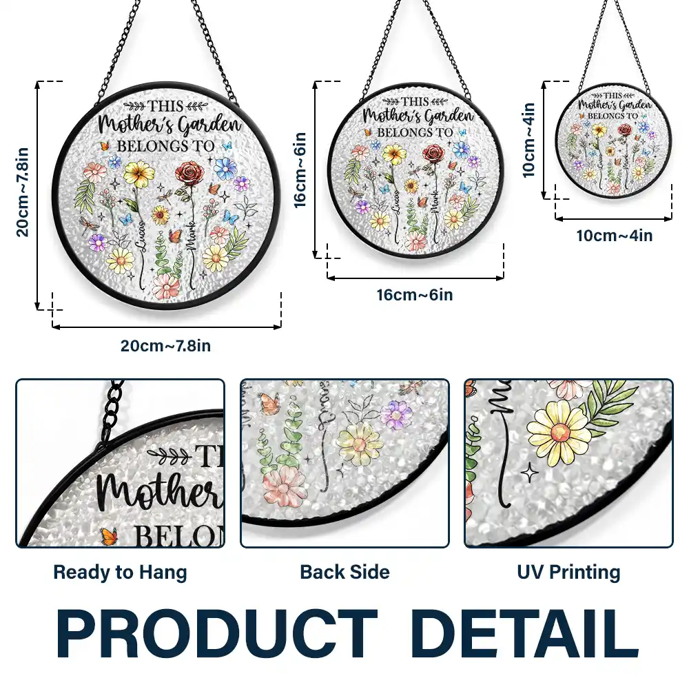 Birth Flower This Grandma's Mom's Garden Belongs - Personalized Stained Glass Window Hanging Suncatcher - Image 3