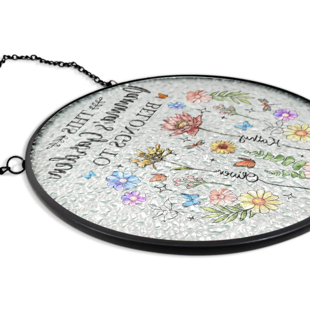 Birth Flower This Grandma's Mom's Garden Belongs - Personalized Stained Glass Window Hanging Suncatcher - Image 5