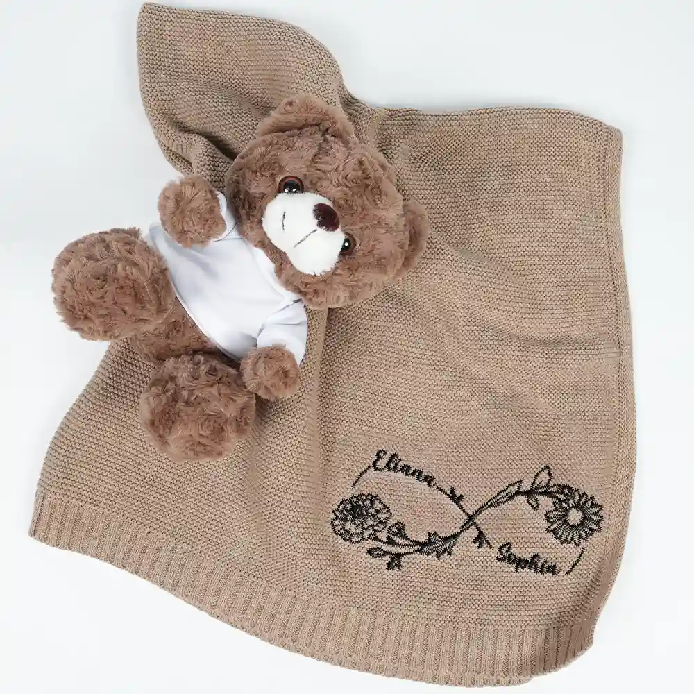 Birth Flowers A Mom And Her Baby Forever Linked Together - Personalized Embroidered Knitted Baby Blanket - Image 3