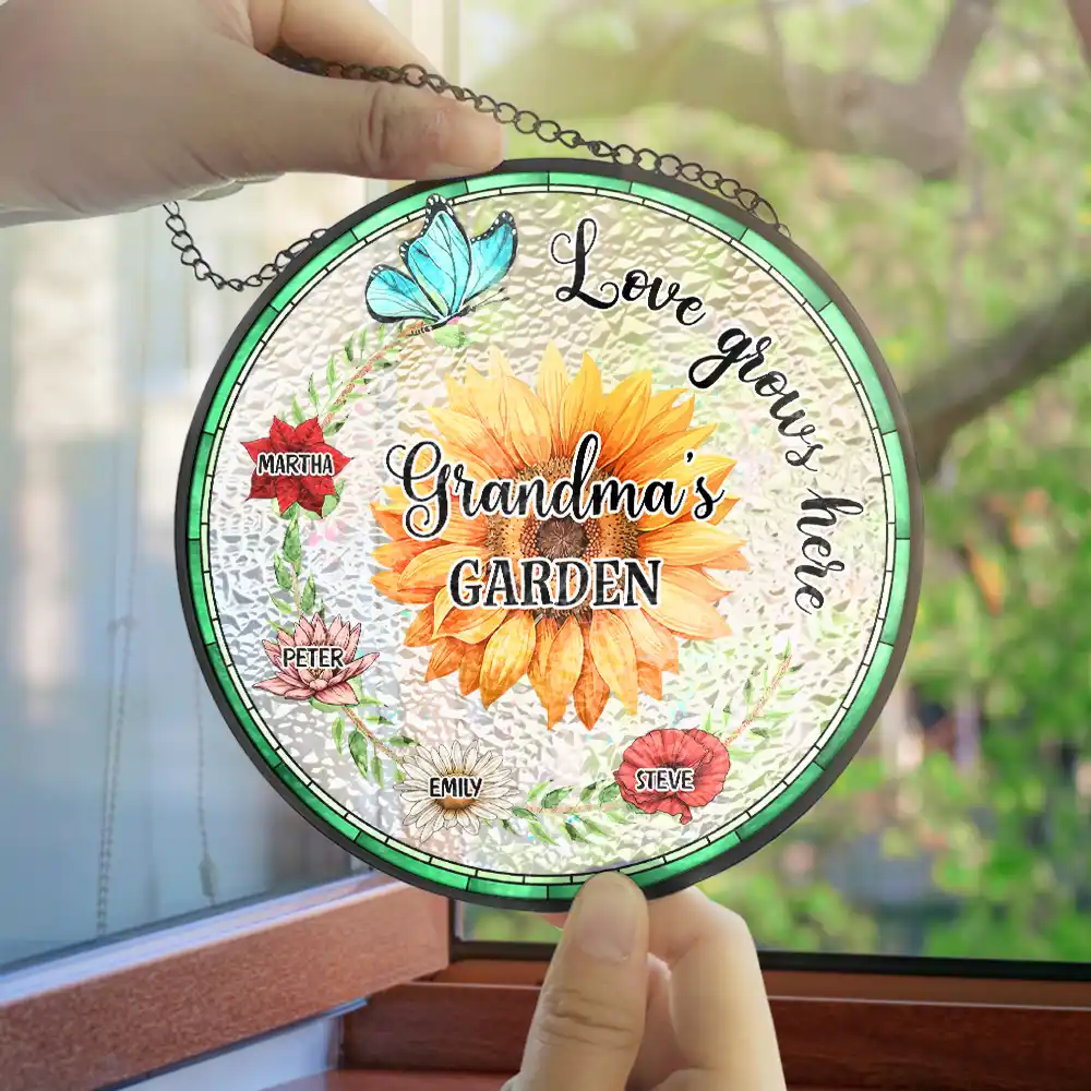 Birth Flowers Bless to Be Called - Personalized Stained Glass Window Hanging Suncatcher - Image 4