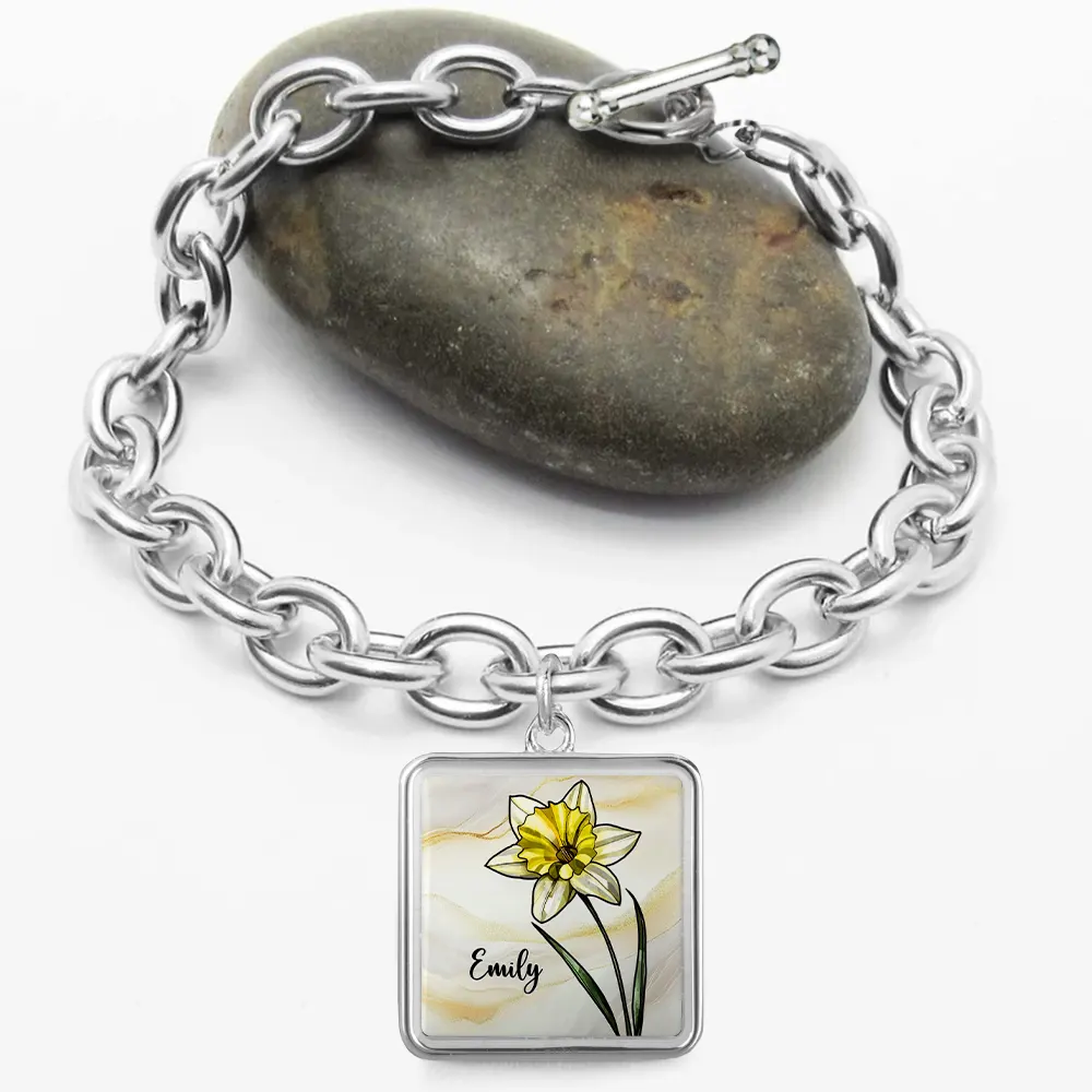 Birth Flowers Bloom Where You're Planted - Personalized Charm Bracelet - Image 3