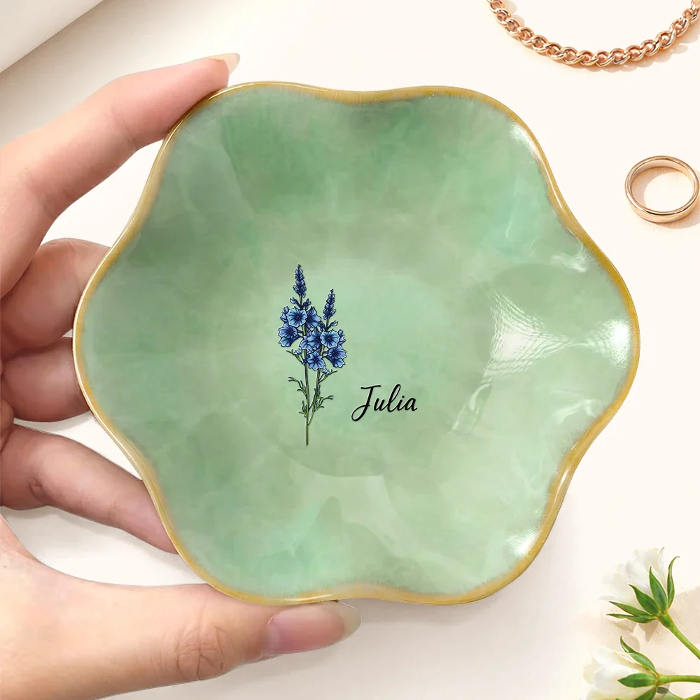 Birth Flowers Bloom Where You're Planted - Personalized Lotus Jewelry Dish - Image 3