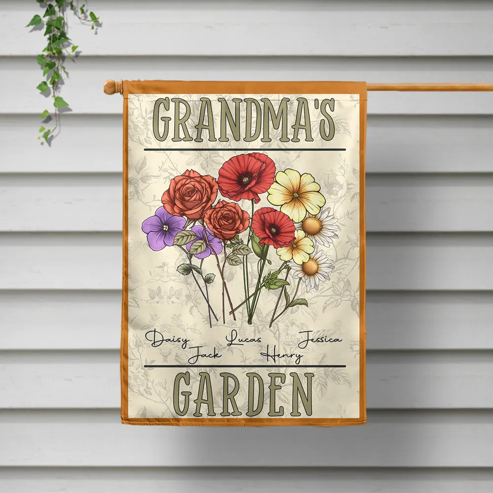 Birth Flowers Bouquet Grandma's Garden - Personalized Flag - Image 2