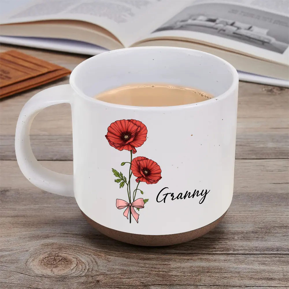 Birth Flowers Mom Grandma Nana - Personalized Pottery Mug - Image 5