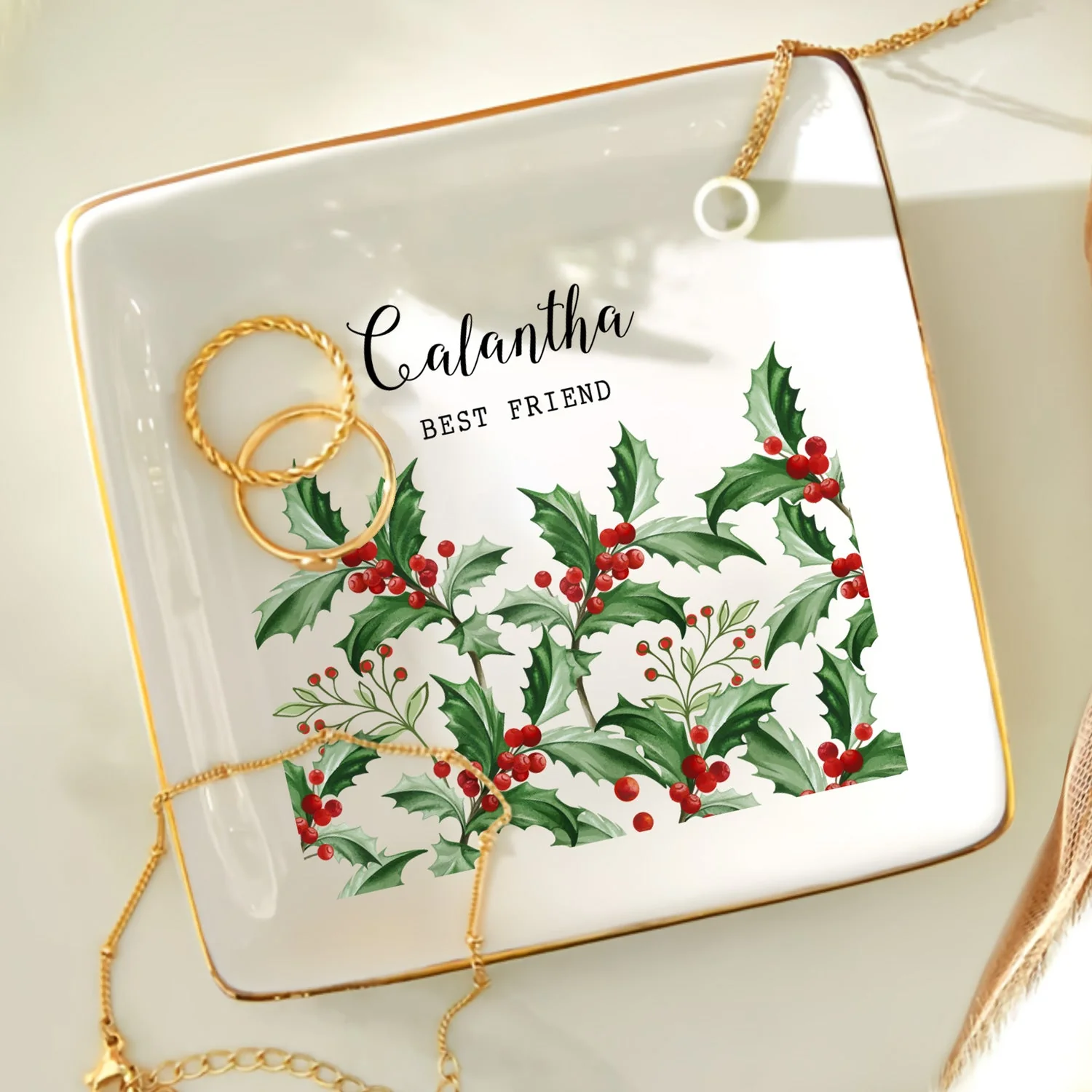 Birth Month Flower - Birthday, Loving Gift For Mom, Mother, BFF Best Friends, Besties, Sisters, Siblings - Personalized Ring Dish - Image 5