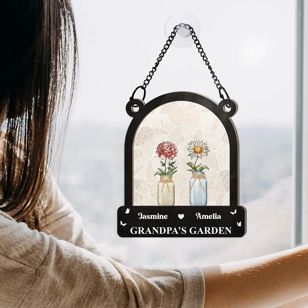 Birth Month Flower Blooming In Her Garden - Personalized Window Hanging Suncatcher Ornament - Image 4