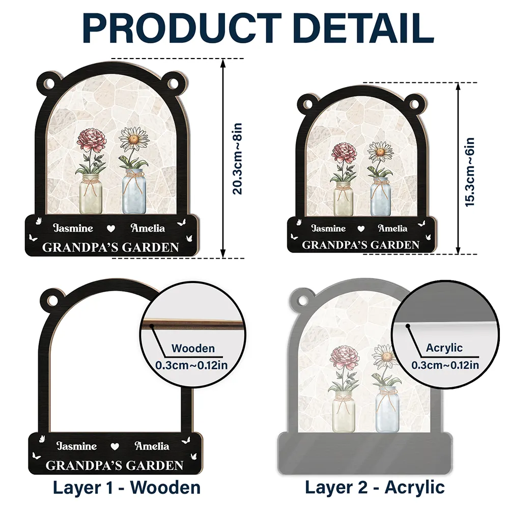 Birth Month Flower Blooming In Her Garden - Personalized Window Hanging Suncatcher Ornament - Image 5