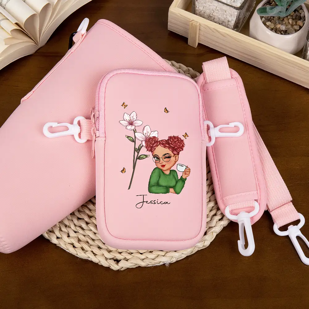 Birth Month Flower For Woman - Personalized Bottle Carrier Bag - Image 4