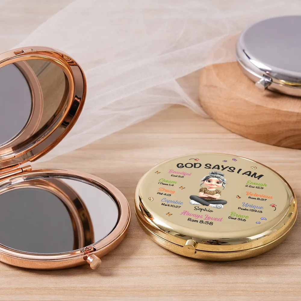 Birth Month Flower God Says I Am - Personalized Compact Mirror - Image 2
