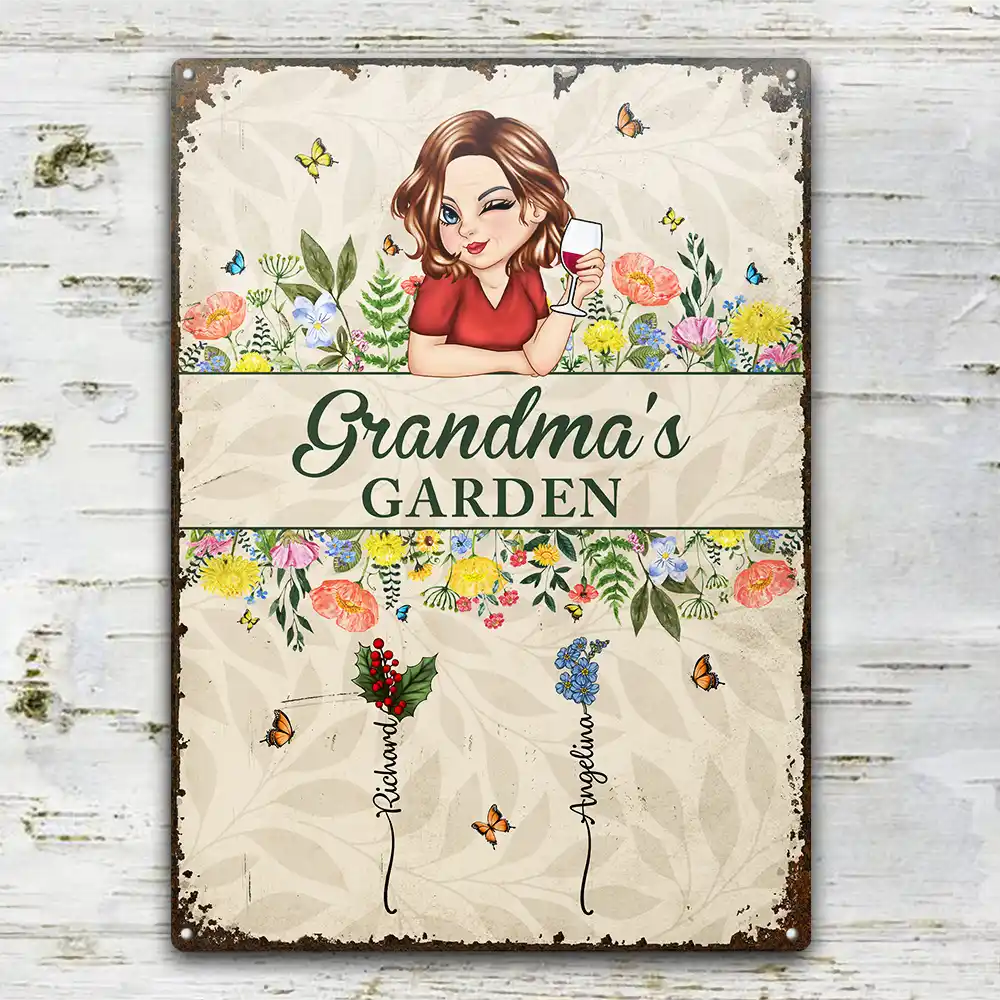 Birth Month Flower Grandma's Garden - Personalized Classic Metal Signs - Image 2