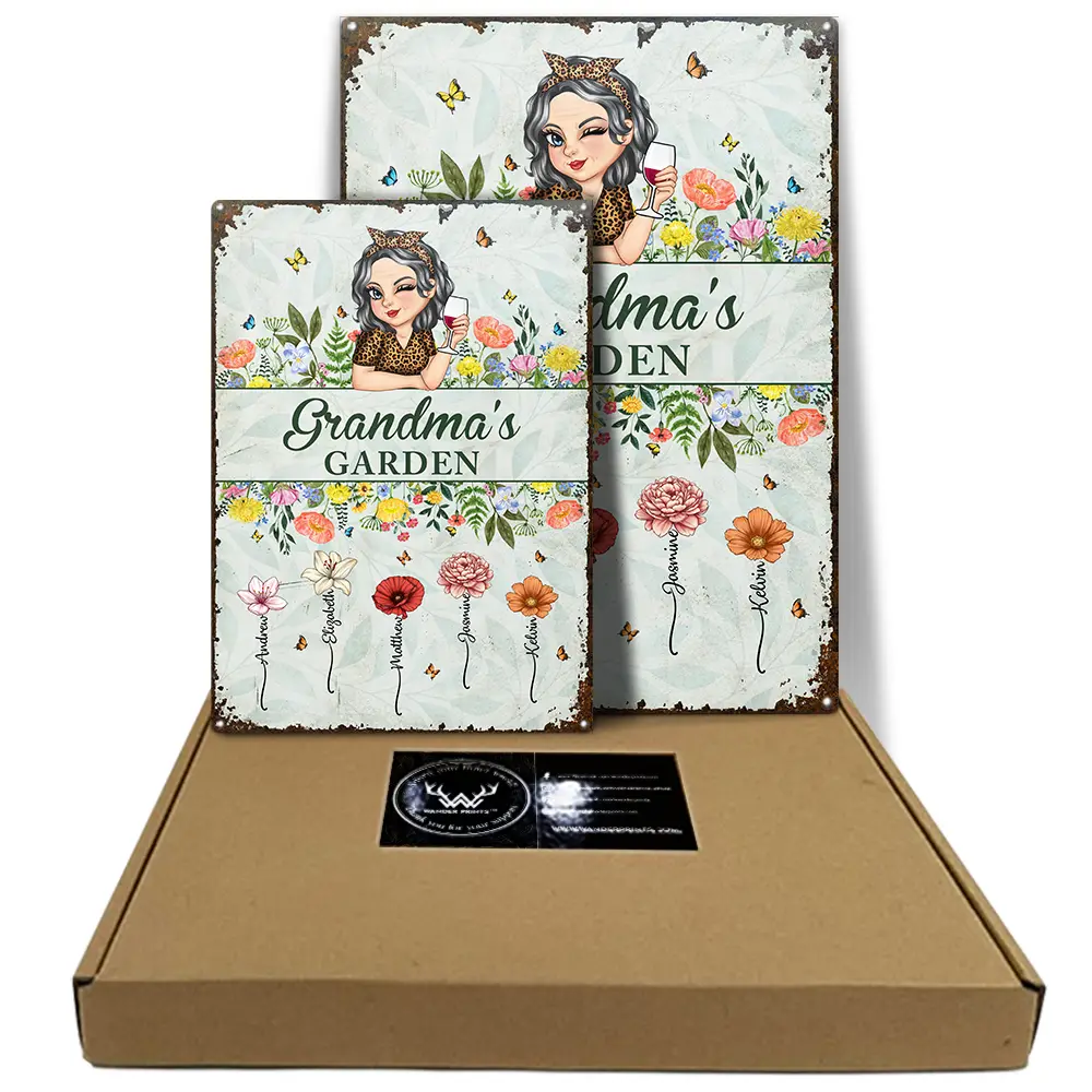 Birth Month Flower Grandma's Garden - Personalized Classic Metal Signs - Image 5