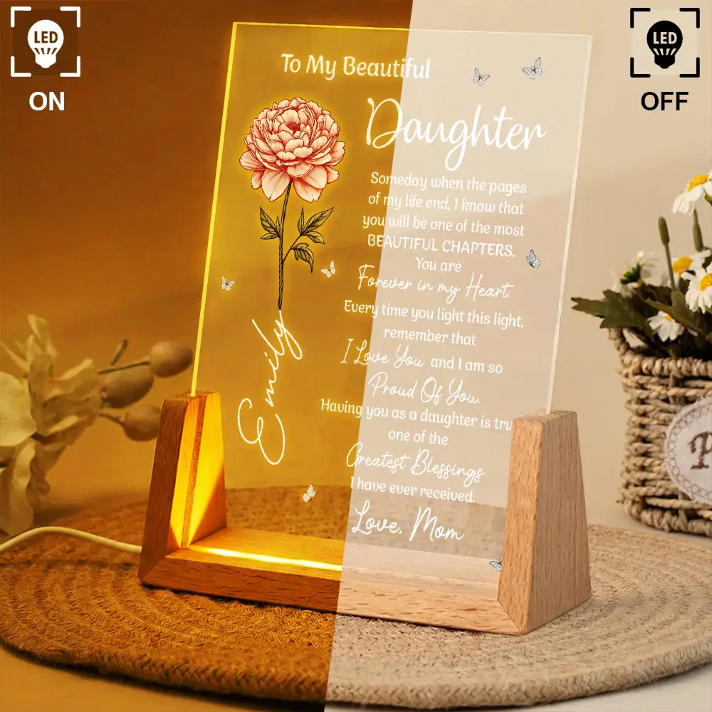 Birth Month Flower My Daughter Even When I'm Not Close By - Personalized Night Light - Image 3