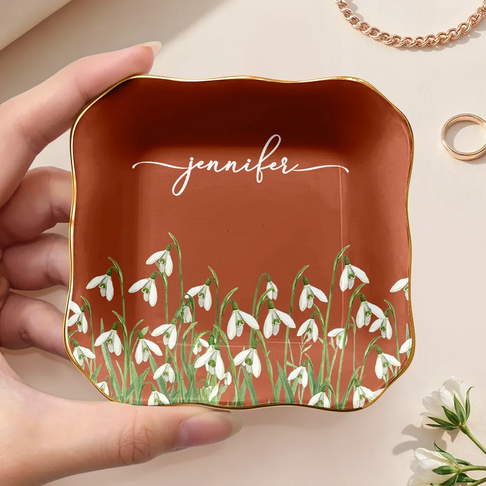 Birth Month Flower Name Blooming - Personalized Ring Dish - Image 3