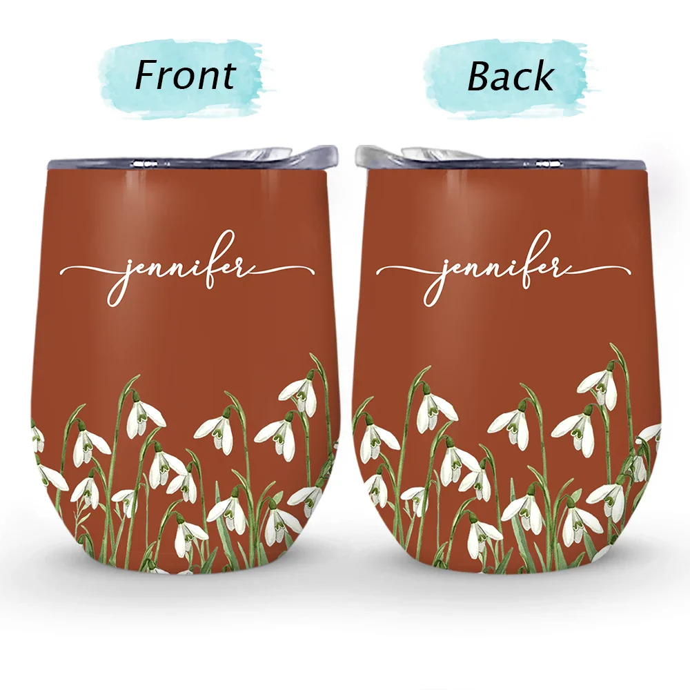 Birth Month Flower Name Blooming - Personalized Wine Tumbler - Image 4